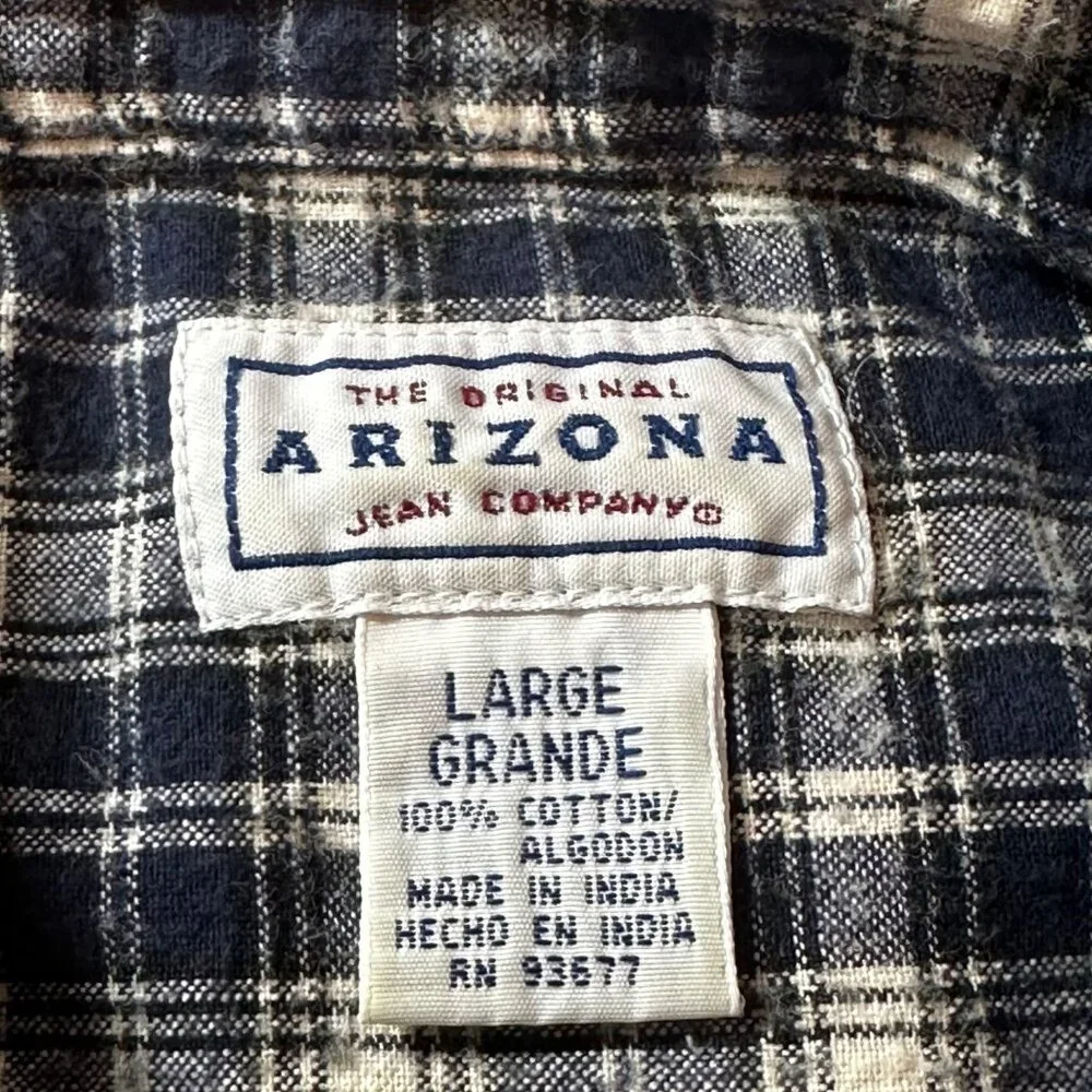 Arizona Jean Company Women's Plaid Long Sleeve Shirt Size Large 100% Cotton - Picture 3 of 9